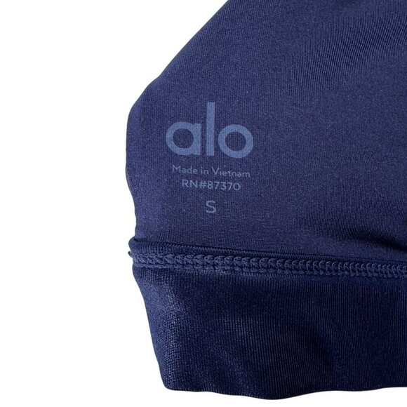 Alo Yoga Sunny Strappy Sports Bra Navy Gloss - Picture 6 of 11